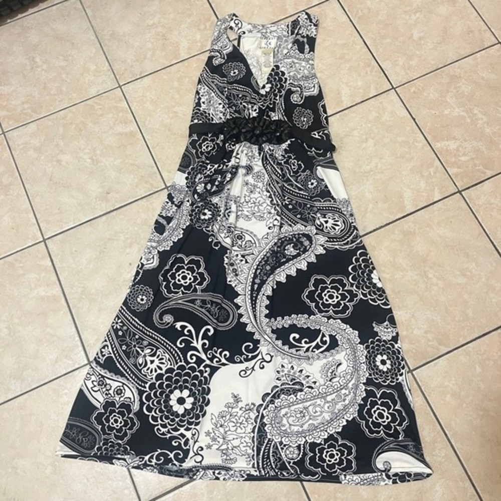 Vintage ICE Womens Paisley Dress 8 Empire Waist Beaded Sleeveless Y2K Boho Retro